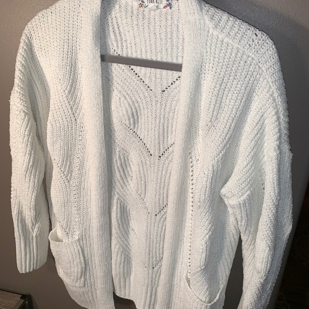 Winter white chenille cardigan